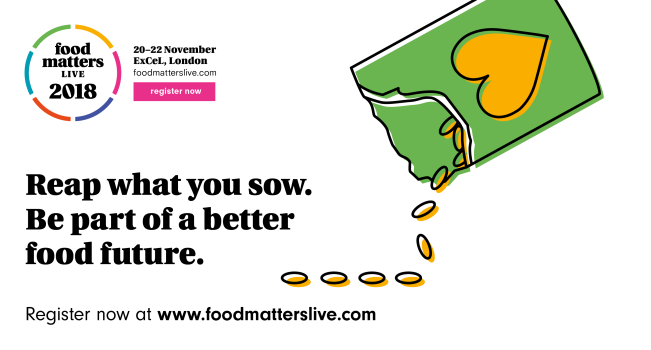 Straightforward. Food Matters Live rebrand. 2018 social post design.
